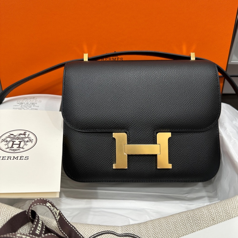 2021 Hermès CONSTANCE 18 MINI BLACK EPSOM LEATHER GOLD HW NEW W/RECEIPT